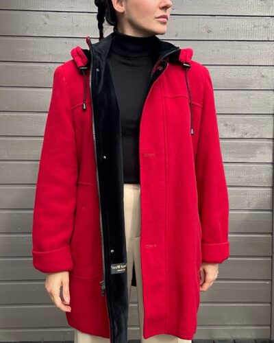 Red berry woolen coat