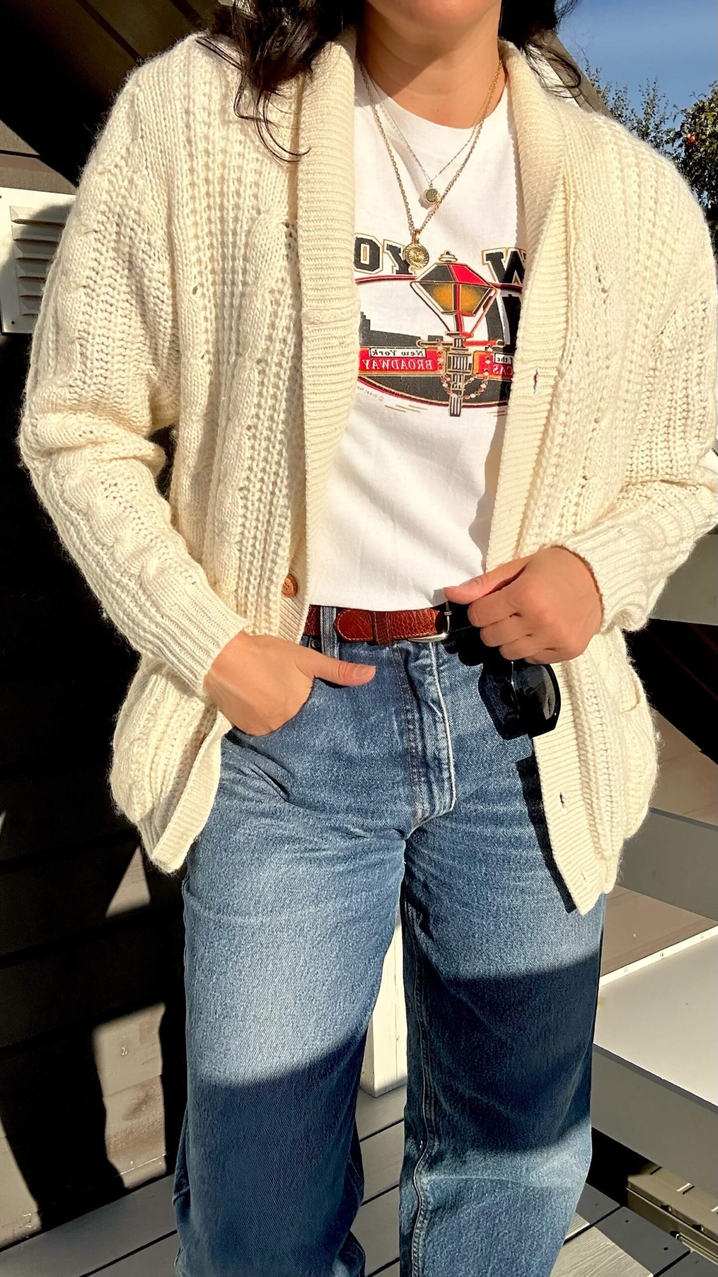 Creamy beige cable knit cardigan