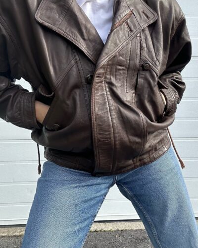 Baggy boyfriend leather jacket