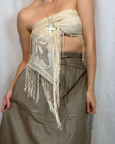 Vintage leather midi skirt