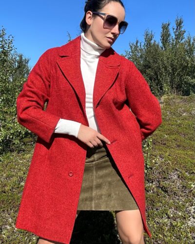 Fire brick red woolen coat