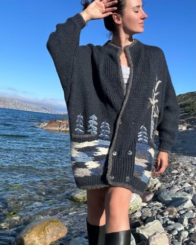 Rare woolen hand-knitted cardigan