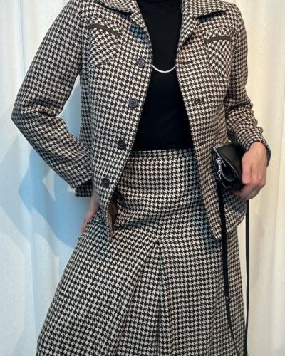 Woolen houndstooth vanilla chocolate set