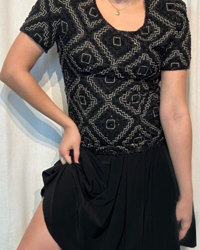 Beaded and sequined festive silky blouse