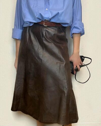 Chocolate brown leather skirt