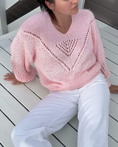 Baby pink fishnet sweater