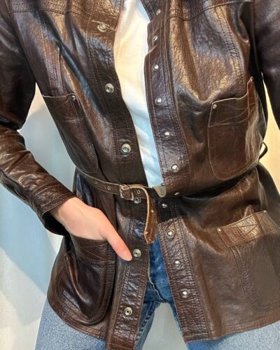 Distressed leather summer jacket