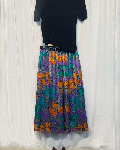 Striped floral skirt