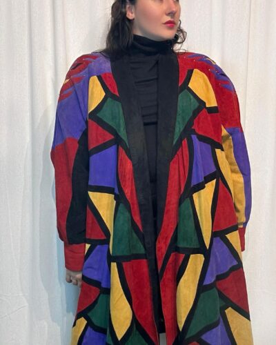 Rare graphic pattern leather coat