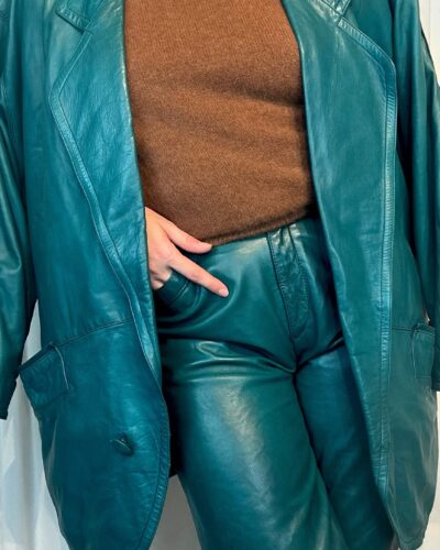 Dark cyan leather blazer/jacket