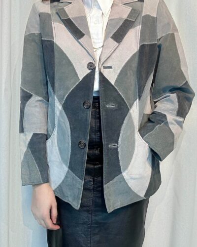 Ash grey suede leather blazer/jacket