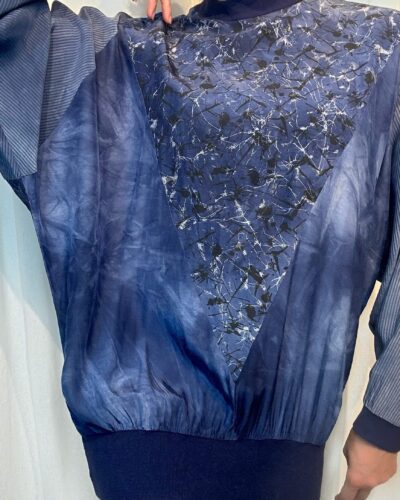 Distressed inkwater bat sleeve blouse