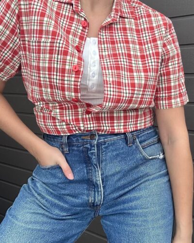 Plaid cotton western country shirt