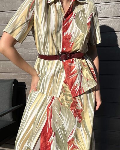 Jungle summer set of a blouse and skirt