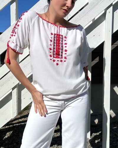 Handmade traditional blouse with hand-embroidery