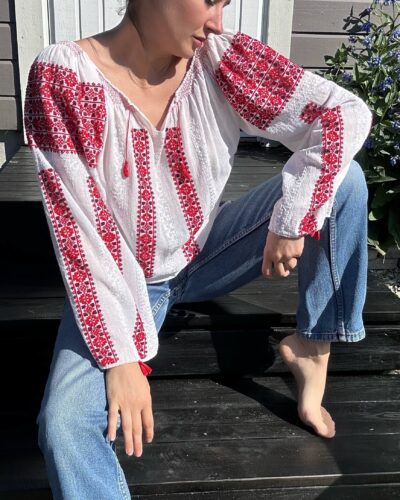 Heavy embroidered traditional folklore blouse
