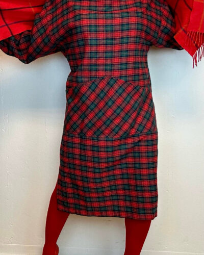 Woolen tartan baggy dress