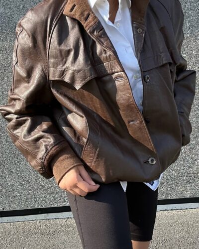 Soft leather boyfriend bomber jacket
