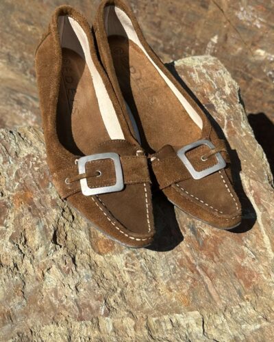 Y2k suede leather kitten heel shoes