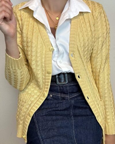Light yellow cable knit cardigan