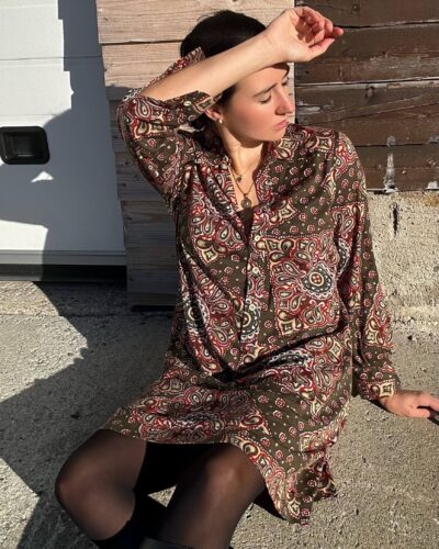 Olive green paisley dress-shirt