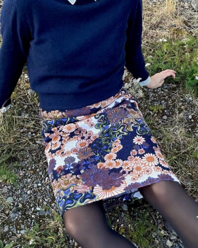 Floral galaxy print skirt