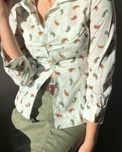 Paisley/polka-dot long sleeve shirt