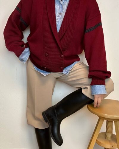 Burgundy red boyfriend cardigan