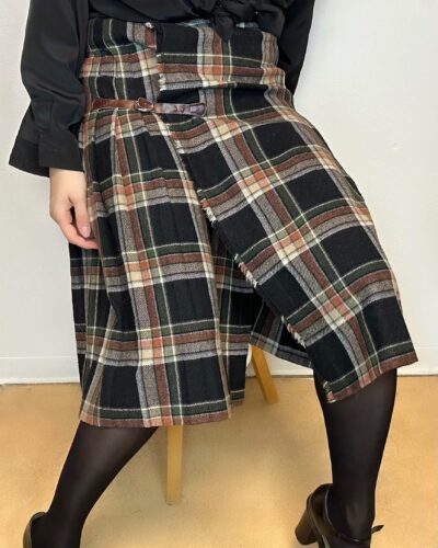 Wool blended quilt tartan skirt