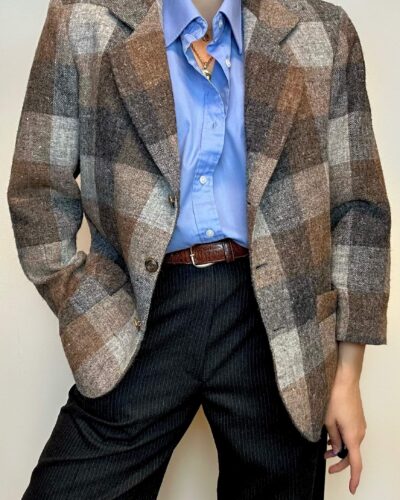 Woolen structured check blazer