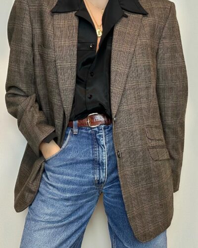 Old money check brown blazer