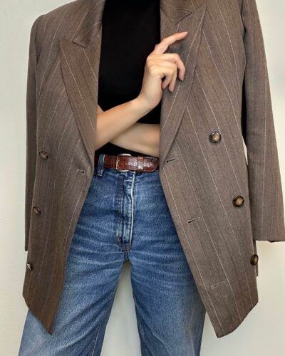 Striped office cacao brown blazer