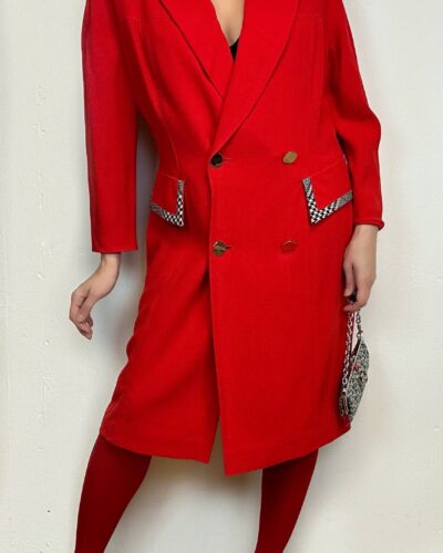 Parisian candy red double breasted blazer dress