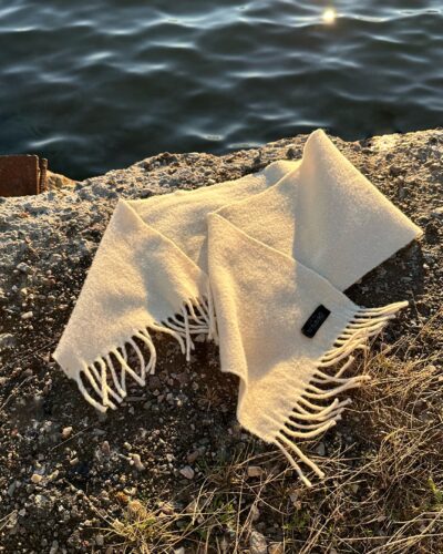 Creamy beige soft woolen scarf