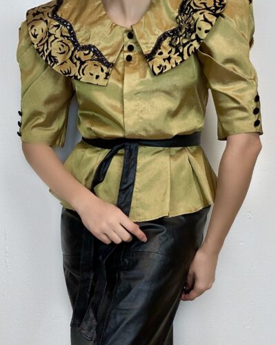 Reef gold blouse with a statement collar