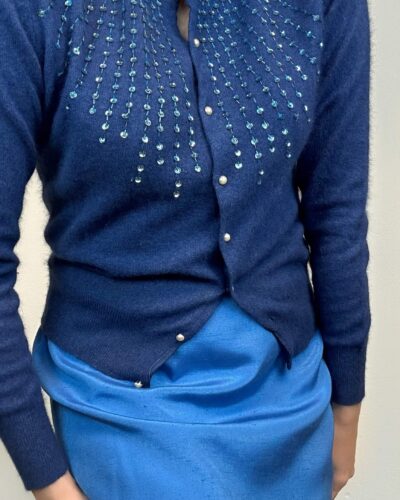 Sapphire blue angora cardigan