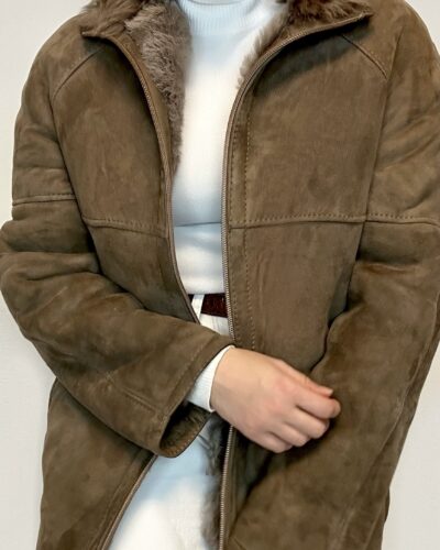 Walnut brown sheepskin winter coat