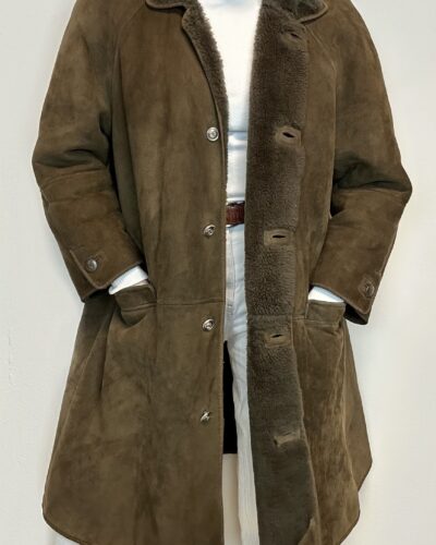 Coffee brown classic sheepskin winter coat