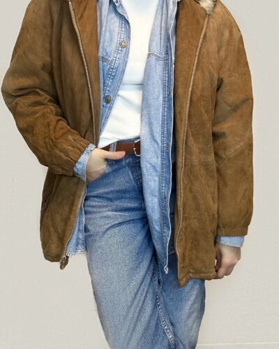 Spring camel brown zip jacket