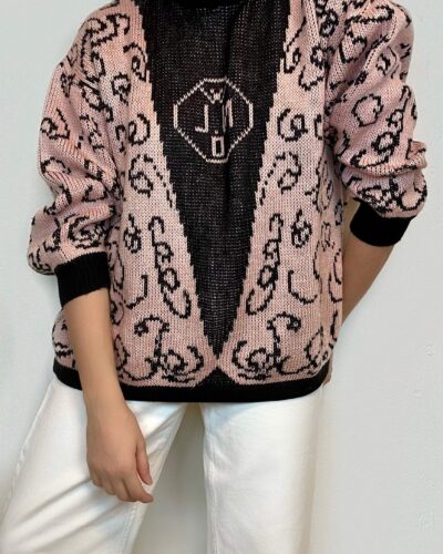 Italian powder pink graphic sweater