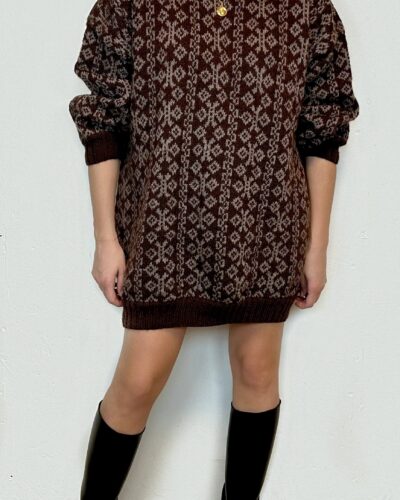 Chunky chocolate brown hand-knitted sweater