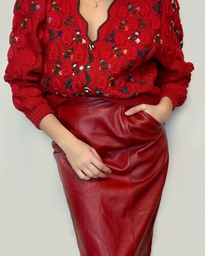 Statement heavy embroidered hand-knitted cardigan