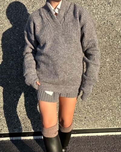 Masculine ash grey woolen sweater