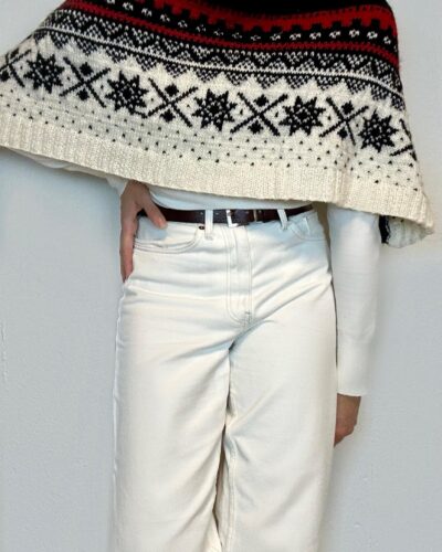 Rare hand-knitted woolen poncho