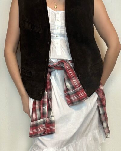 Chocolate brown suede leather vest