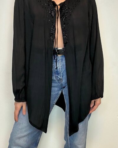 Y2k black transparent blouse