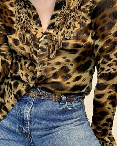 Transparent Y2k blouse in leopard print