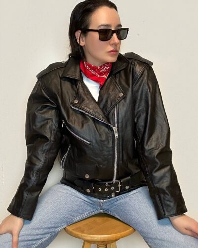 Classic biker leather jacket