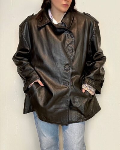 Heavy leather oversized boyfriend jacket