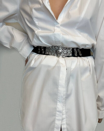 Metallic high waist belt